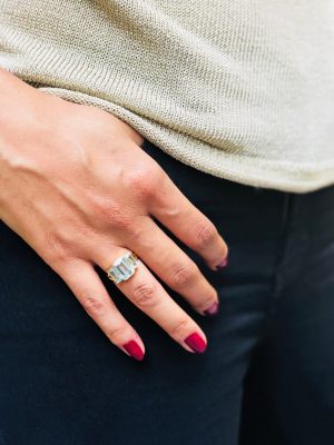 Aquamarine Tonal Deco Ring