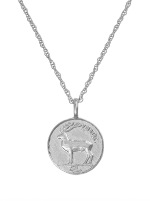 Worth Your Weight In Gold - 14k White Gold Gold 1990 Stag Coin Necklace