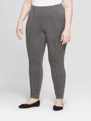 Women's Plus Size Mid-rise Pull-on Ponte Pants With Comfort Waistband - Ava & Viv™