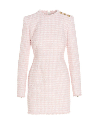 Balmain Tweed Long-sleeved Mini Dress