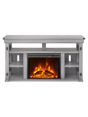 60" Hathaway Fireplace Tv Stand Wide Rustic White - Room & Joy