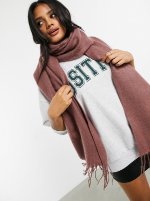 Asos Design Supersoft Long Woven Scarf With Tassels In Pink