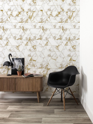 Marble Mosaic Wallpaper In Gold By Kek Amsterdam