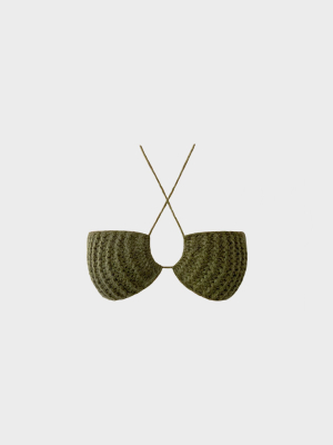 Veceur - Knitted Bralette Top -  Olive