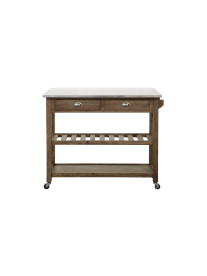 Hadley Kitchen Cart Island With Drop Down Shelf Barnwood - Boraam