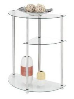 Classic Glass 3 Tier Display Entryway Table Clear Glass - Breighton Home