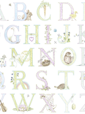 Alphabet Wallpaper In Light Pastel From The Day Dreamers Collection By Seabrook Wallcoverings