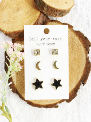 Abigail Black Star Earring Set