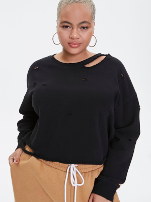 Plus Size Distressed Sweatshirt