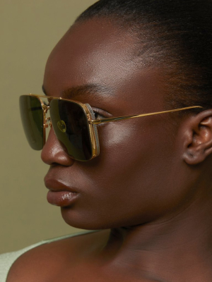 The Asher | Aviator Sunglasses In Yellow Gold Frame (c1)