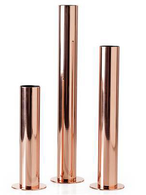 Stainless Steel Pipe Vase Set Of Three In Copper