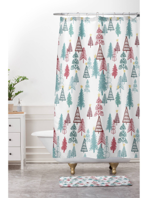 Me Oh My Trees Shower Curtain Red - Deny Designs