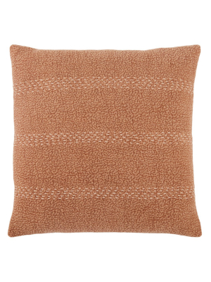 Jaipur Living Trenton Stripes Terracotta/ Beige Poly Throw Pillow 20 Inch