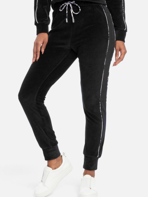 Bebe Logo Velour Jogger Pant