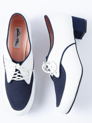 Collectif Ivory & Navy Lalie Block Heel