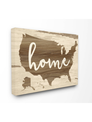 16"x1.5"x20" Distressed Wood U.s.a Map Stretched Canvas Wall Art - Stupell Industries