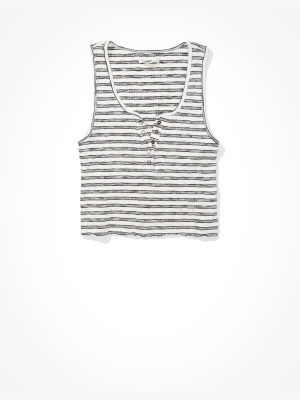 Ae Cropped Henley Tank Top