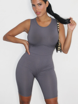 Shape Grey Rib Bust Seam Unitard