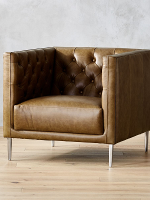 Savile Saddle Leather Tufted Chair