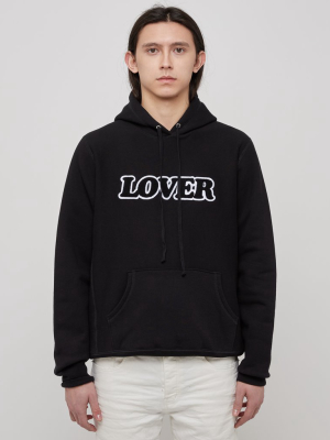 Lover Pullover Hoodie In Black & Chennile Aplique