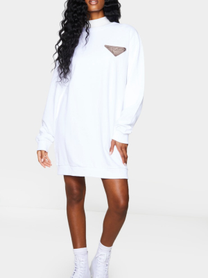 Prettylittlething Cream Embroidered Sweater Dress