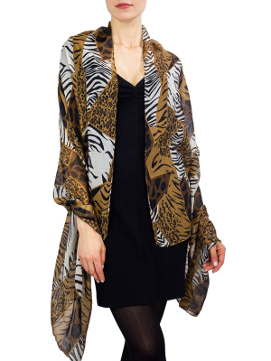 Jessica Mcclintock Patchwork Animal Print Shawl