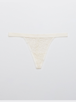 Aerie Velvet Animal Lace String Thong Underwear