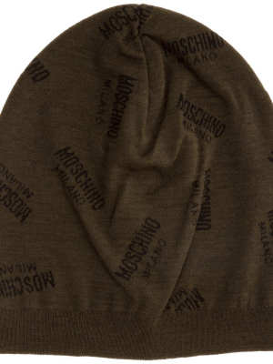 Moschino Logo Intarsia Ribbed Beanie