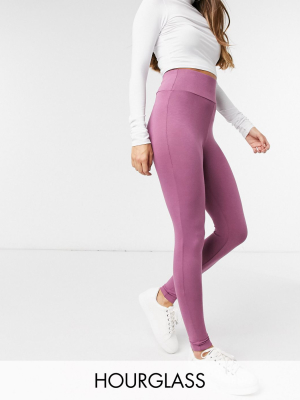 Asos Design Hourglass Legging With Wide Waistband In Berry