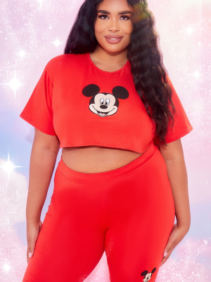 Plus Red Disney Crop T Shirt