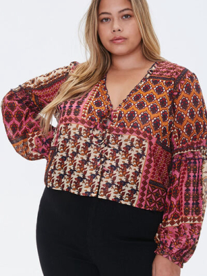 Plus Size Ornate Lace-up Top