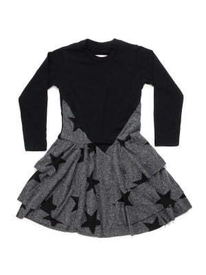 Nununu Star Layered Dress - Black/charcoal