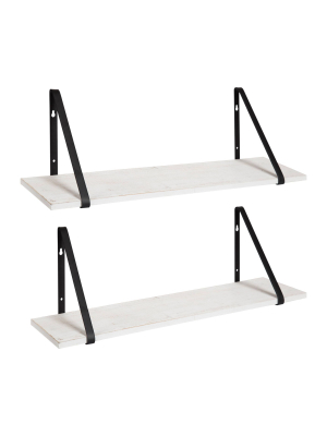 2pk 28" Soloman Wooden Shelves With Brackets White/black - Kate And Laurel