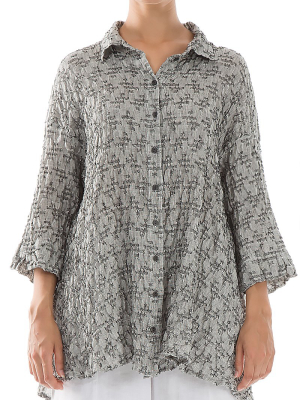 Geometric Texture Grey Linen Shirt