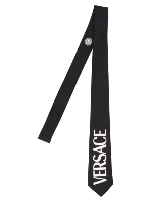 Versace Logo Embroidered Tie