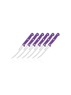 Ginsu Kiso Dishwasher Safe 6pc Steak Knife Set Purple