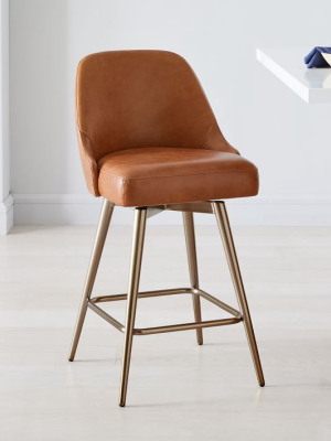 Mid-century Leather Counter Stool