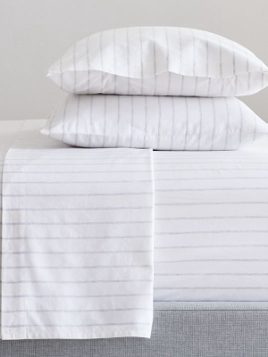 Organic Washed Cotton Percale Simple Stripe Sheet Set