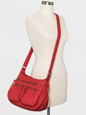 Bueno Zip Closure Crossbody Bag - Red