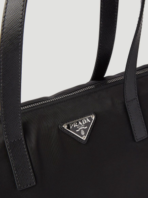 Prada Logo Plaque Tote Bag