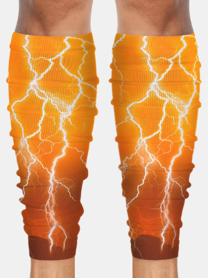 Orange Lightning Football Leg Sleeves