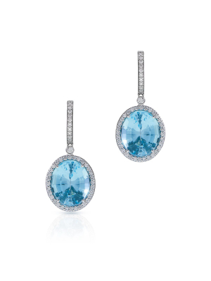 18kt White Gold Blue Topaz Diamond Adelina Earrings