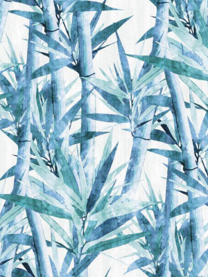 Lucky Bamboo Peel & Stick Wallpaper In Blue By Roommates For York Wallcoverings