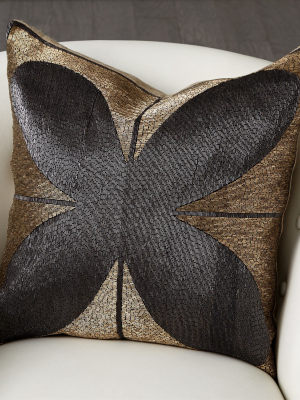 Global Views Blossom Beaded Pillow In Gold And Black