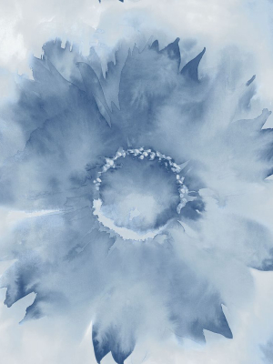 Watercolor Sunflower Peel-and-stick Wallpaper In Navy Blue By Nextwall