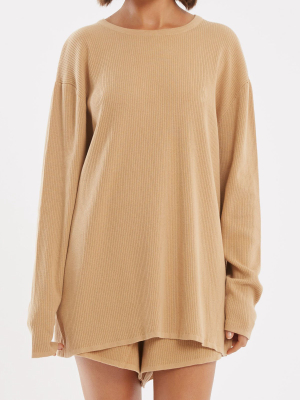 Signature Rib Knit Top - Tan