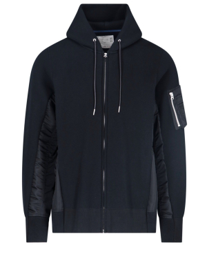 Sacai Sponge Sweat X Ma-1 Panelled Hoodie