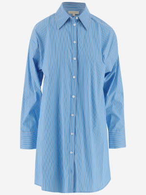 Michael Michael Kors Striped Long-sleeved Shirt Dress