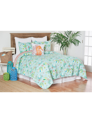 C&f Home Laguna Breeze Coastal Twin 2 Piece Reversible Quilt Set