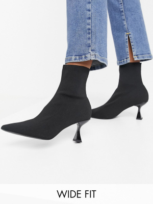 Asos Design Wide Fit Bali Kitten Heel Sock Boots In Black